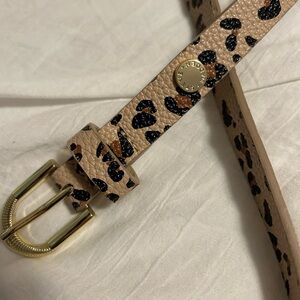 Steve Madden Leopard Print Belt with Gold Buckle